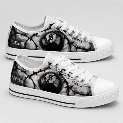 Lucky 8 Eight Ball Graphic Personalized Low Top Shoes
