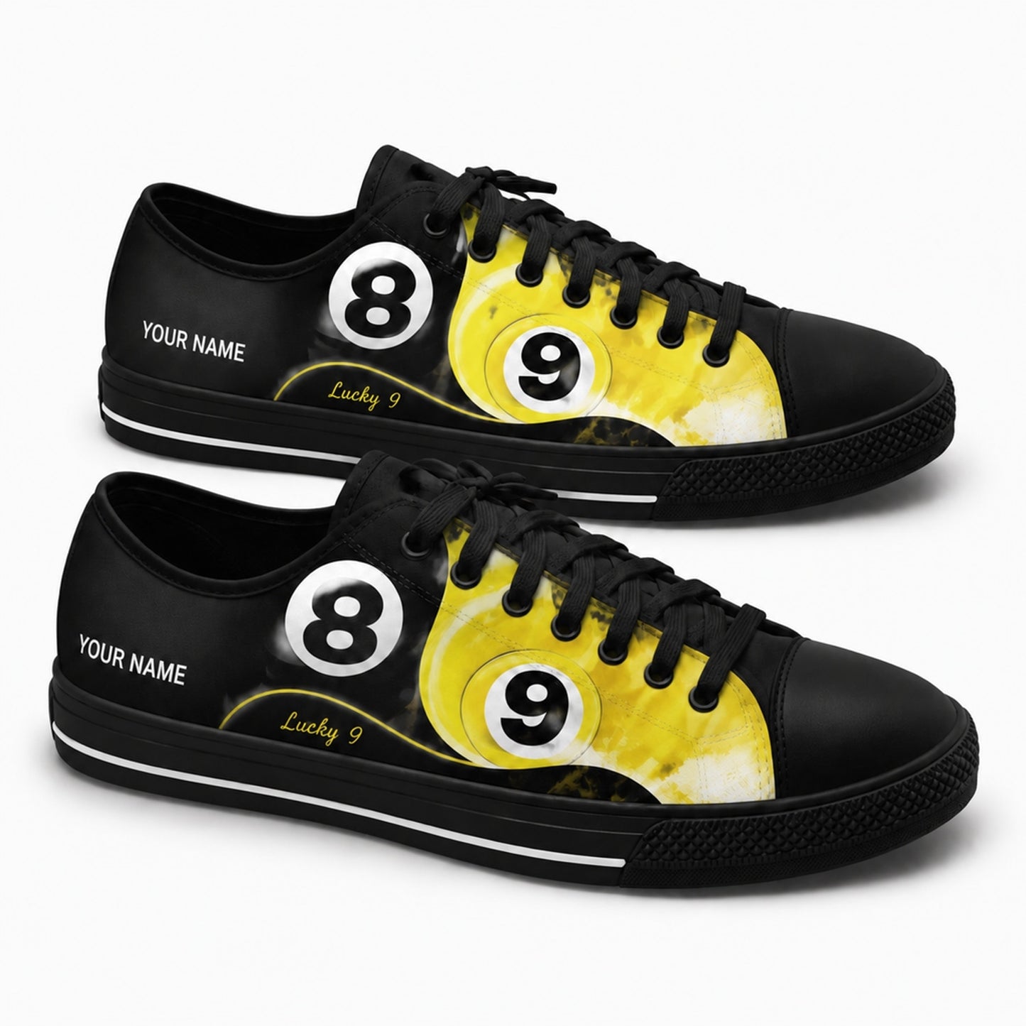 Lucky 9 Ball Custom Low Top Shoes Black Shoes