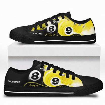 Lucky 9 Ball Custom Low Top Shoes Box Black