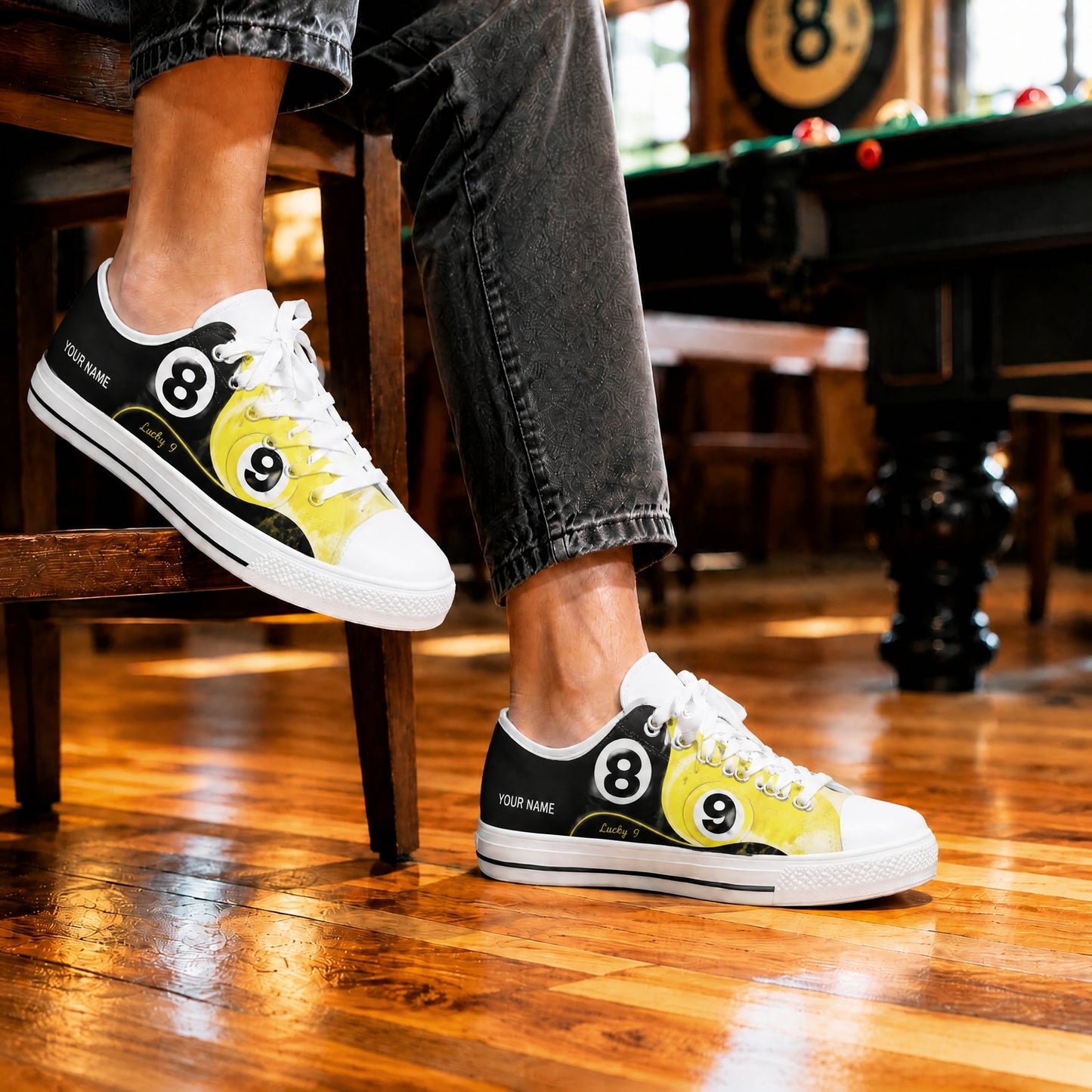 Lucky 9 Ball Custom Low Top Shoes Life Style