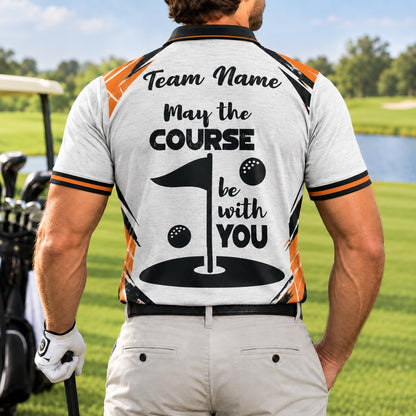 May The Course Be With You Sport Personalized Golf Polo Shirt Back View