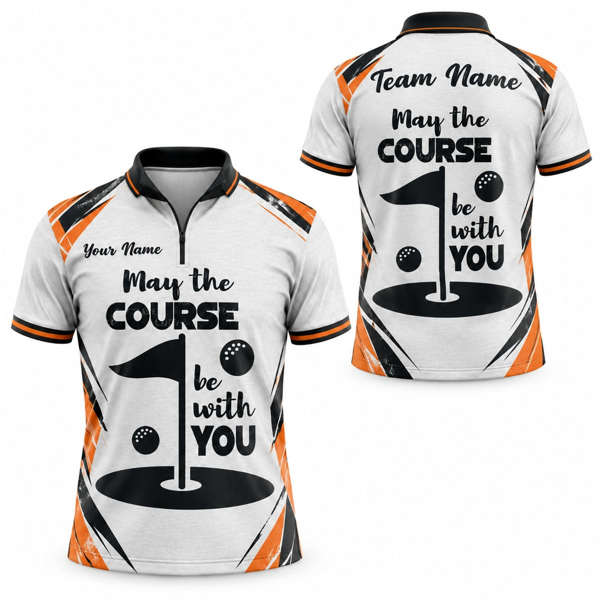 May The Course Be With You Sport Personalized Golf Polo Shirt Jersey Zip 1 4 Collar