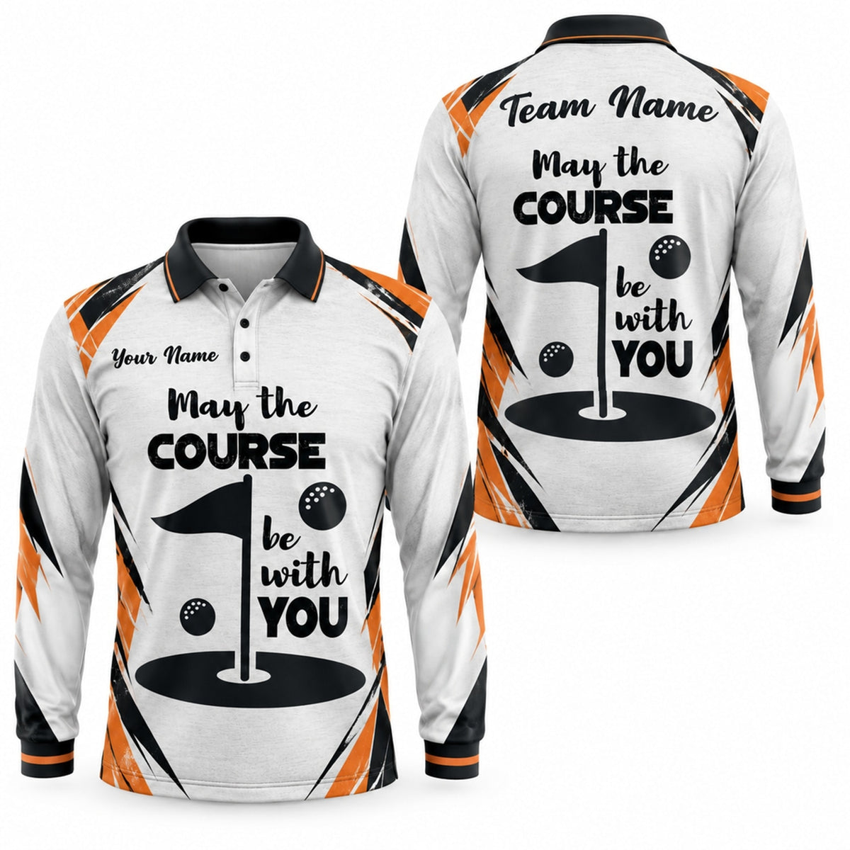 May The Course Be With You Sport Personalized Golf Polo Shirt Long Sleeve Polo