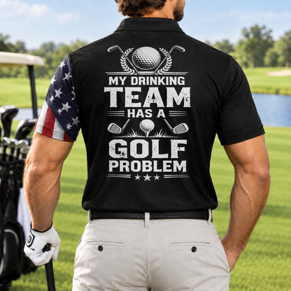 My Drinking Team Golf Personalized Golf Polo Shirt Back View