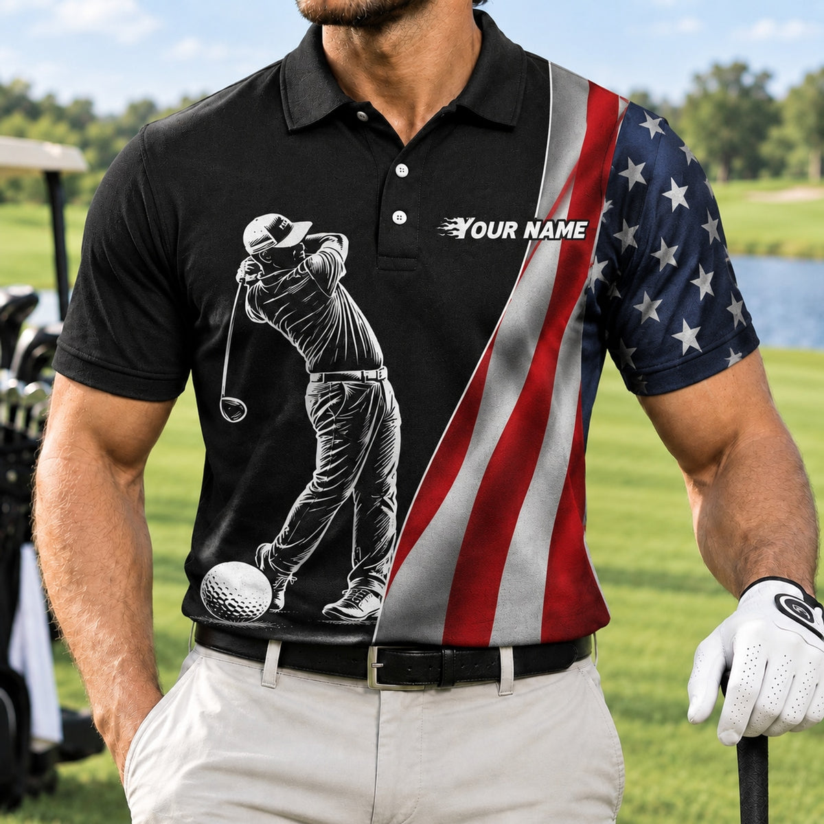 My Drinking Team Golf Personalized Golf Polo Shirt Front View