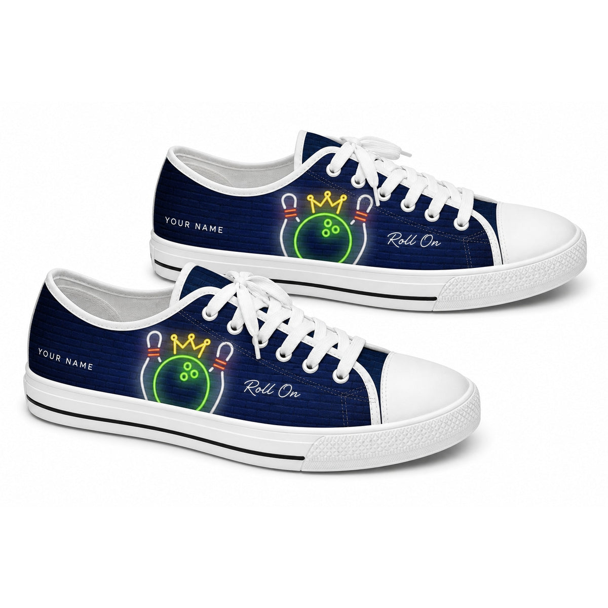 Neon Bowling Kingpin Graphic Custom Low Top Shoes