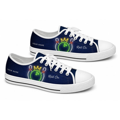 Neon Bowling Kingpin Graphic Custom Low Top Shoes
