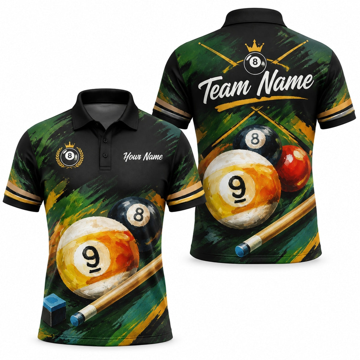 Nine Ball And 8 Ball Sport Personalized Billiard Polo Shirt