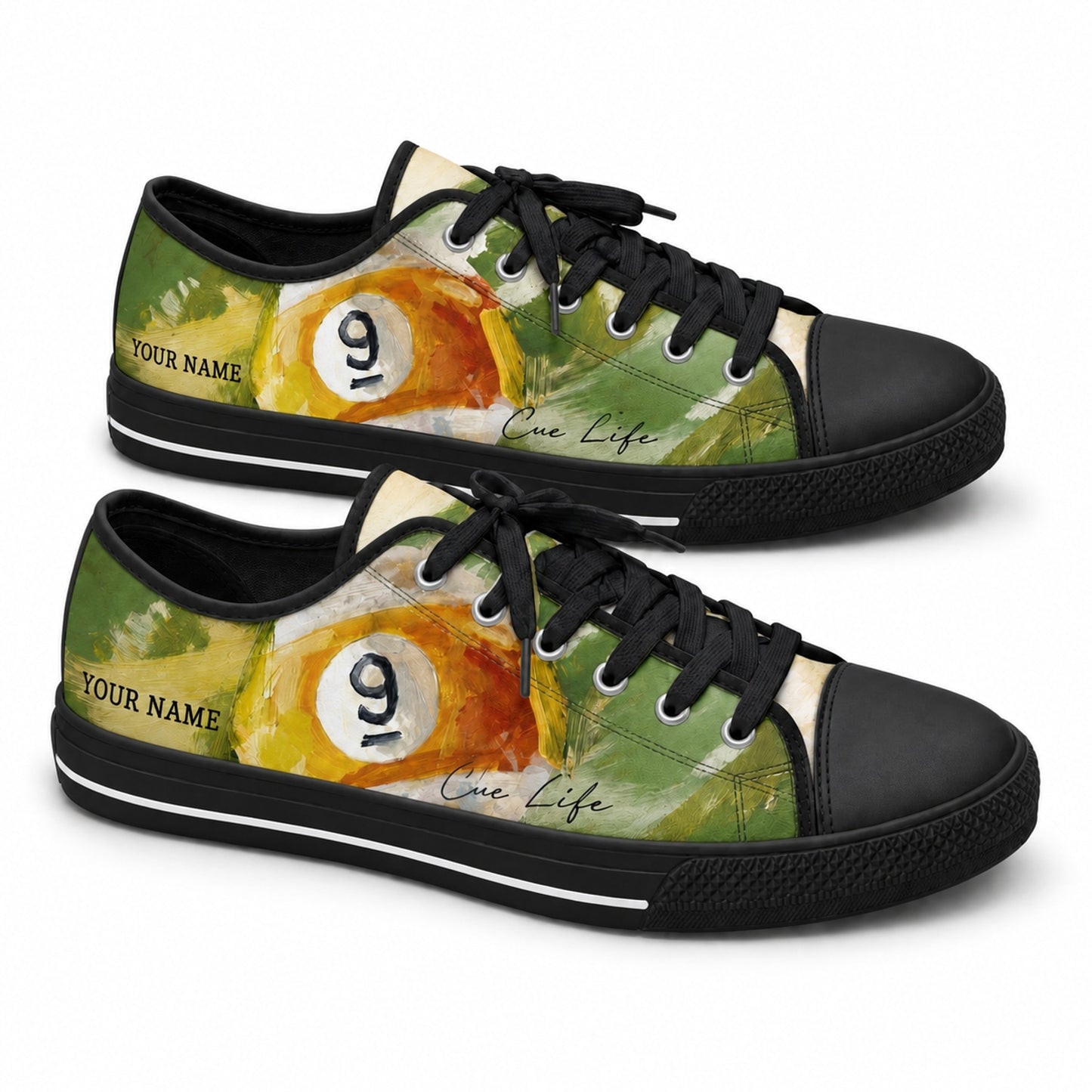 Nine Ball Pool Art Graphic Personalized Low Top Shoes Black Shoes