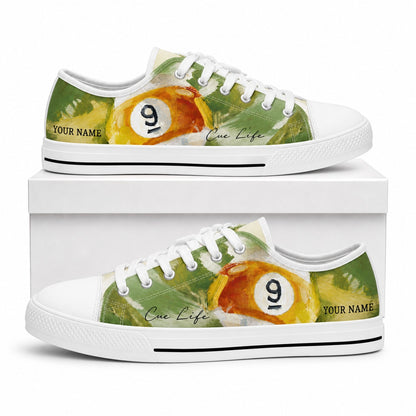Nine Ball Pool Art Graphic Personalized Low Top Shoes Box White