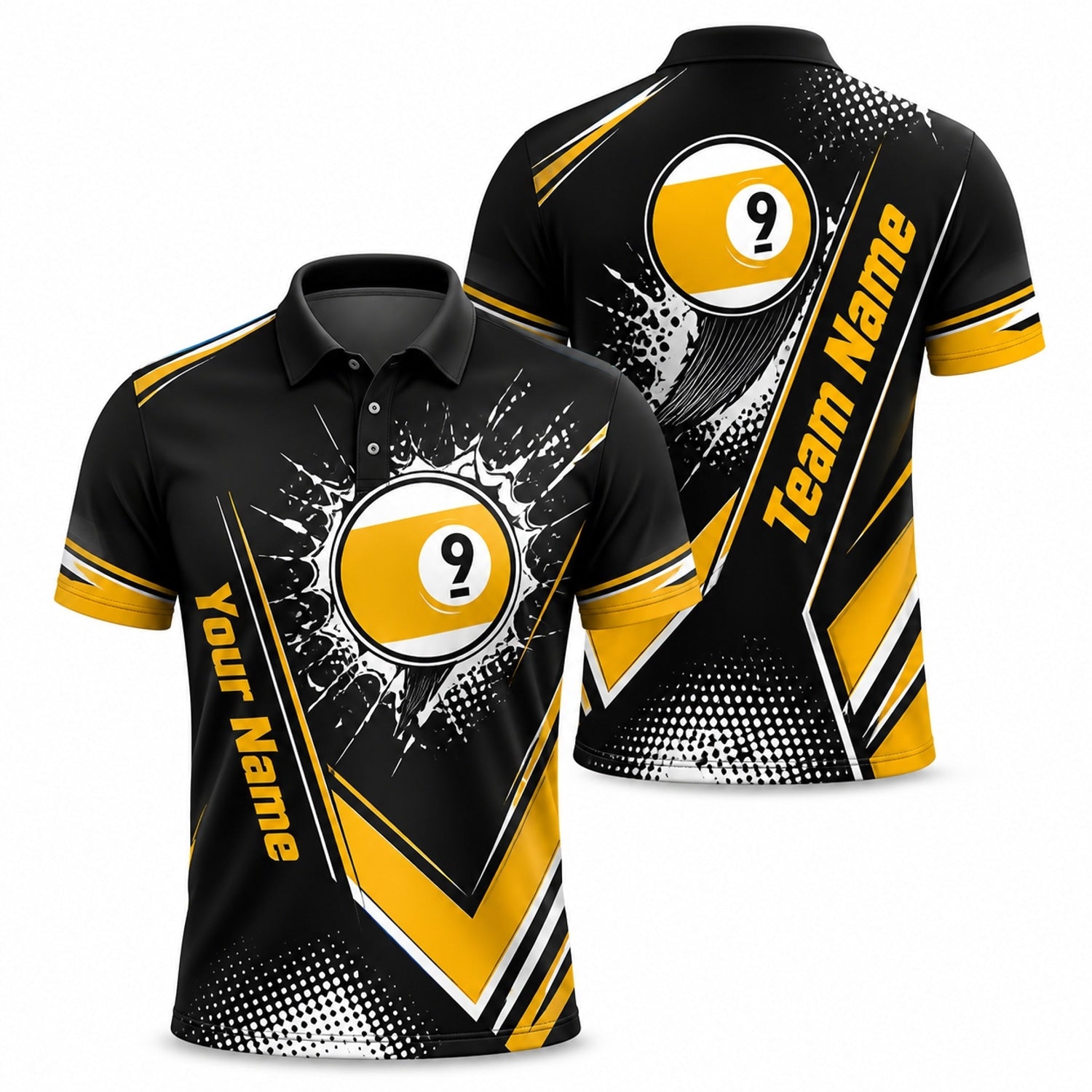 Nine Ball Splash Sport Personalized Billiard Polo Shirt