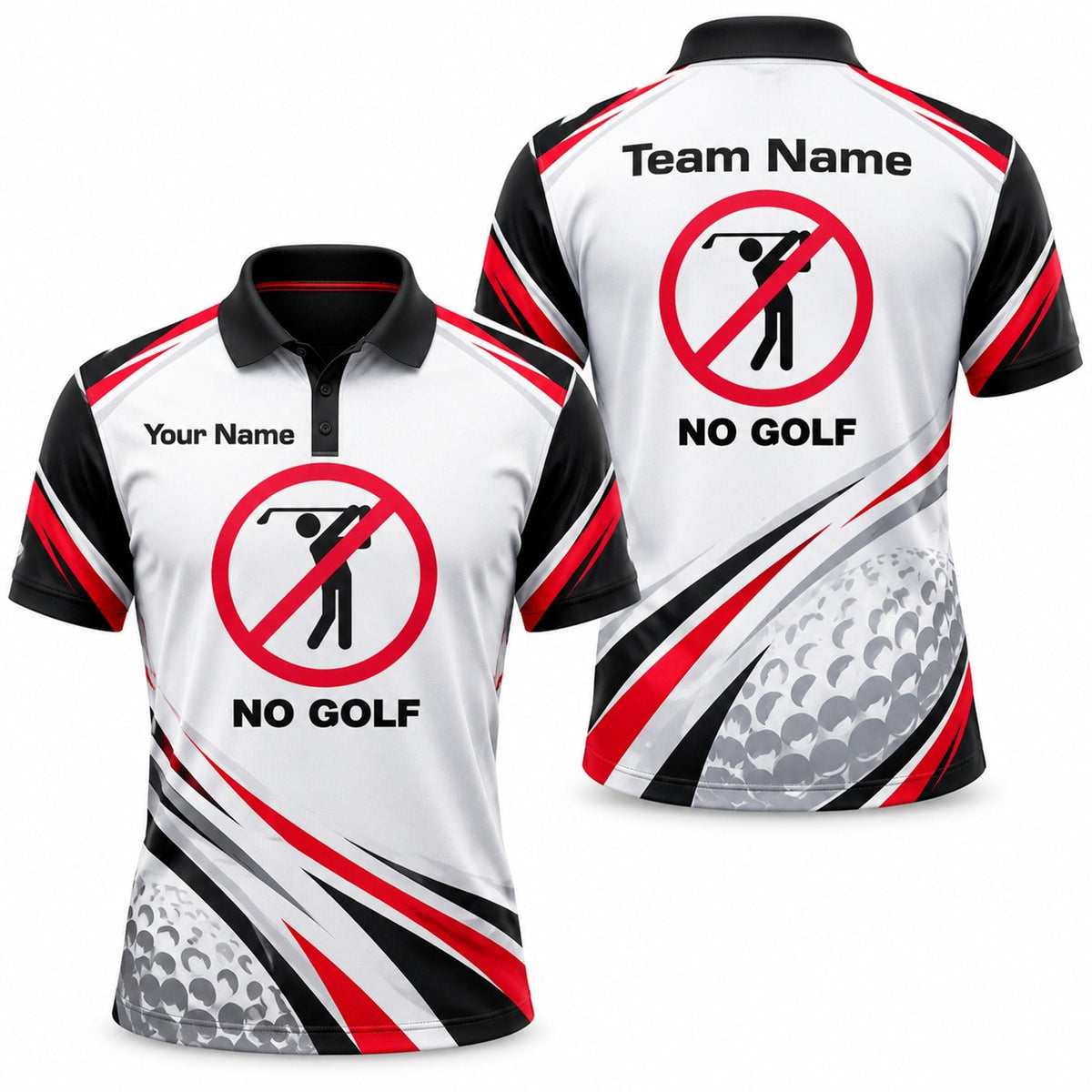 No Golf Sign Sport Personalized Golf Polo Shirt
