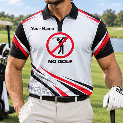 No Golf Sign Sport Personalized Golf Polo Shirt Front View