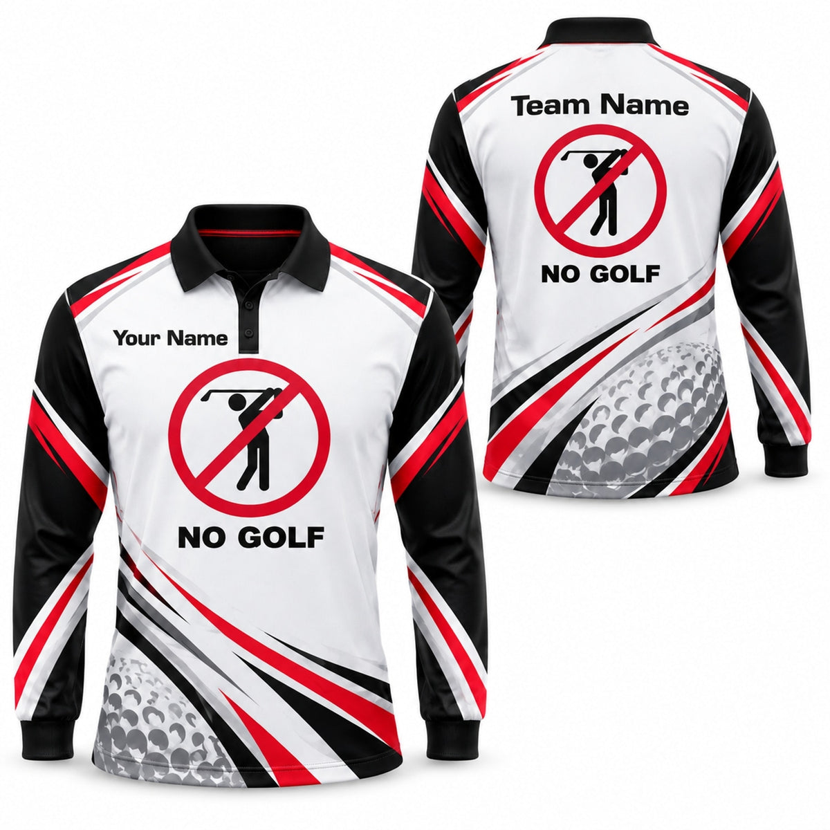 No Golf Sign Sport Personalized Golf Polo Shirt Long Sleeve Polo