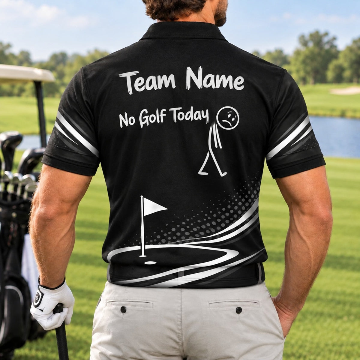 No Golf Today Golf Humor Personalized Golf Polo Shirt Back View
