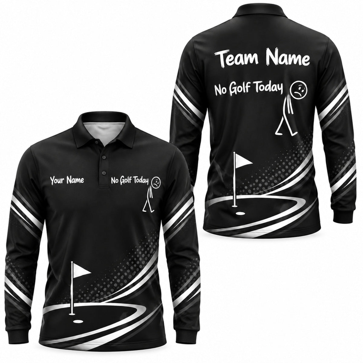 No Golf Today Golf Humor Personalized Golf Polo Shirt Long Sleeve Polo