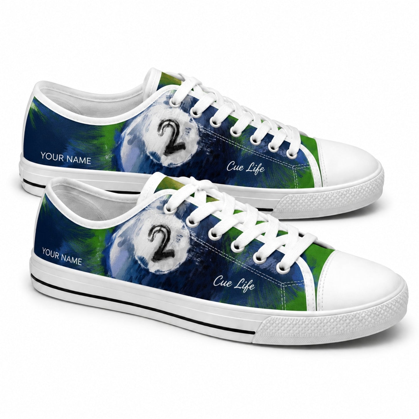 Number 2 Eight Ball Graphic Personalized Low Top Shoes