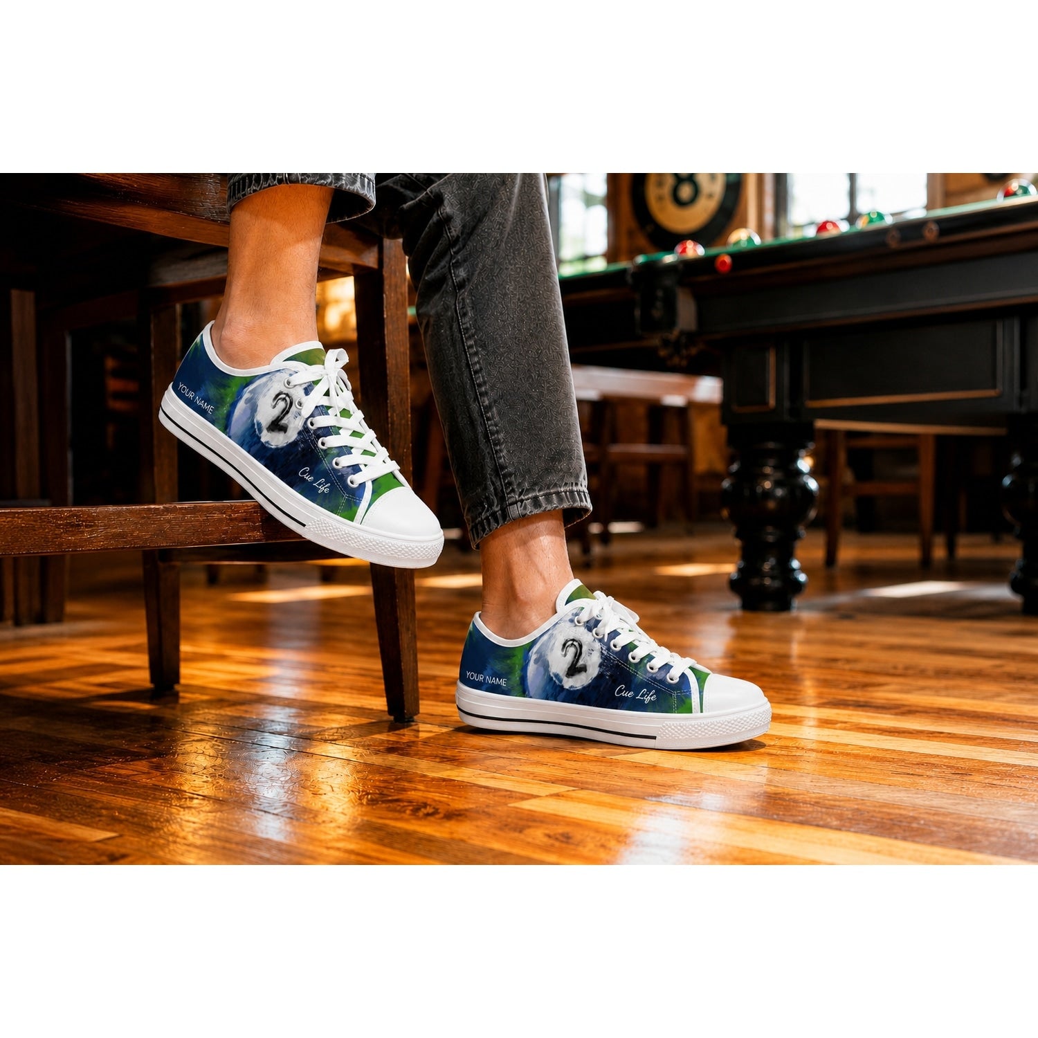 Number 2 Eight Ball Graphic Personalized Low Top Shoes Life Style