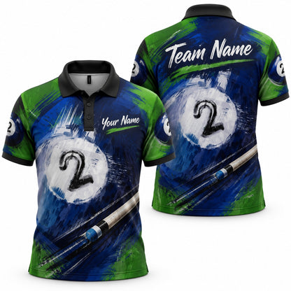 Number 2 Pool Ball Sport Custom Billiard Polo Shirt