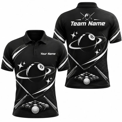Orbiting 8 Ball Modern Personalized Billiard Polo Shirt