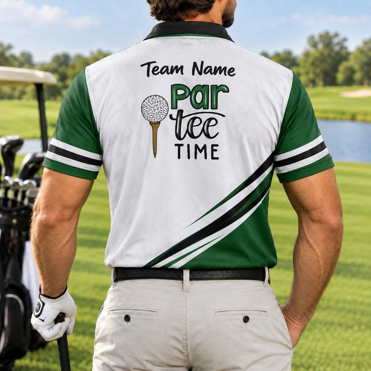 Par Tee Time Sport Personalized Golf Polo Shirt Back View