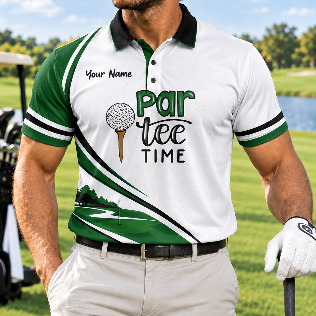 Par Tee Time Sport Personalized Golf Polo Shirt Front View