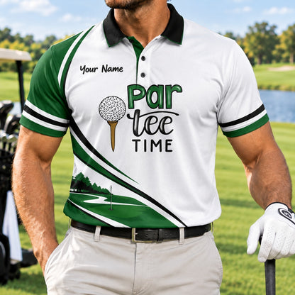 Par Tee Time Sport Personalized Golf Polo Shirt Front View