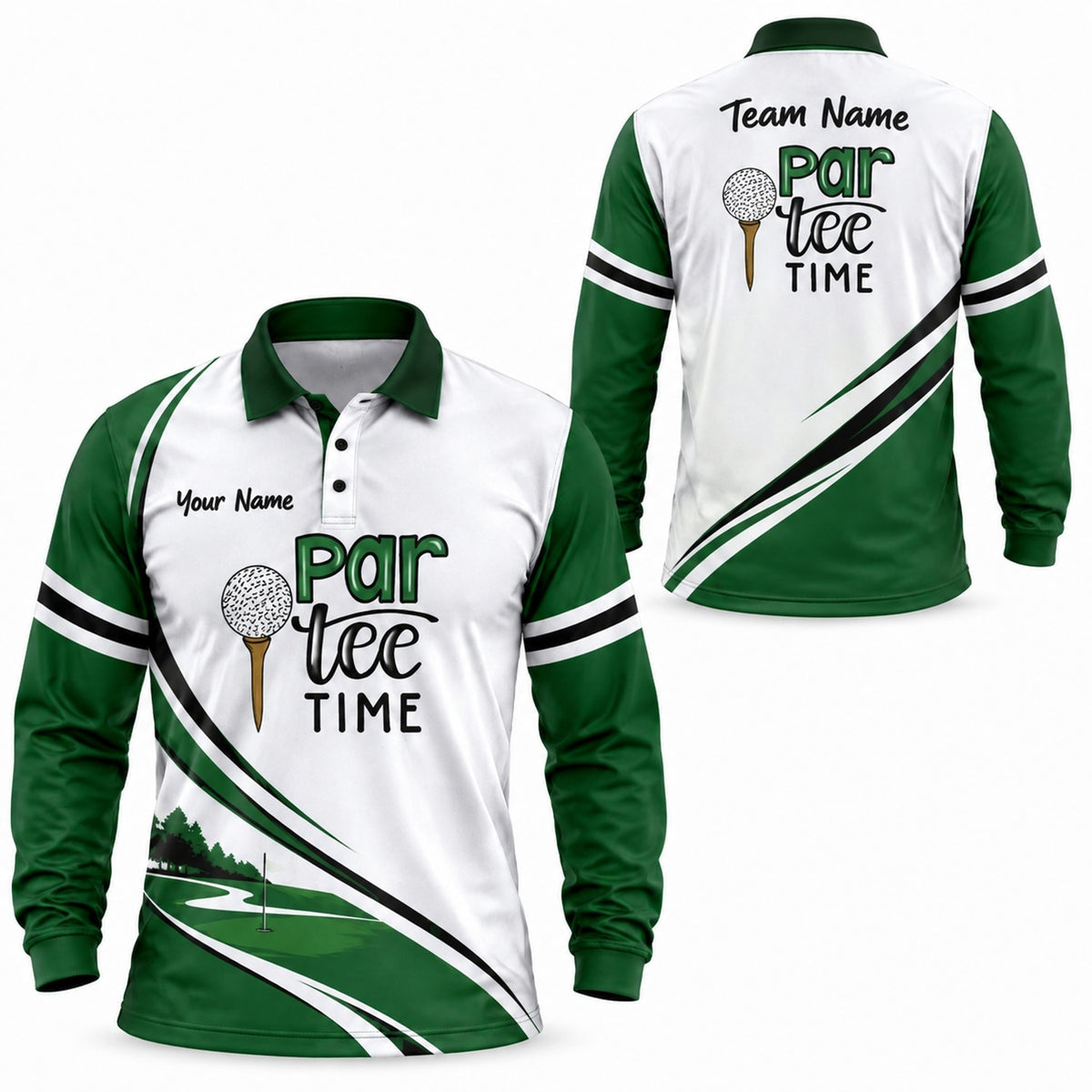 Par Tee Time Sport Personalized Golf Polo Shirt Long Sleeve Polo