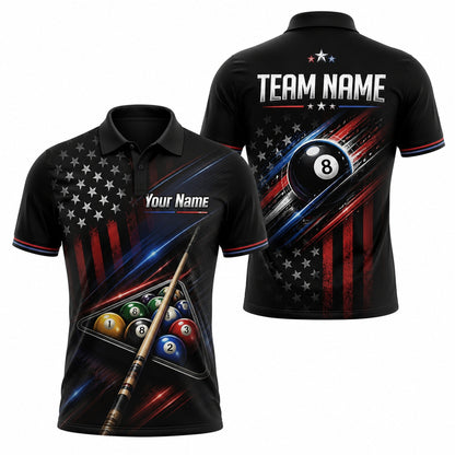 Patriotic 8 Ball Team Custom Billiard Polo Shirt