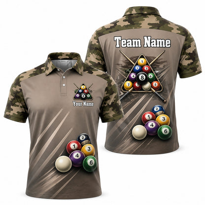 Personalized Pool Ball Rack Sport Billiard Polo Shirt