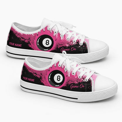 Pink Flaming Eight Ball Graphic Personalized Low Top Shoes