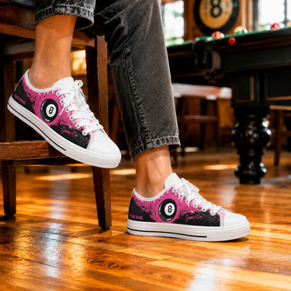 Pink Flaming Eight Ball Graphic Personalized Low Top Shoes Life Style