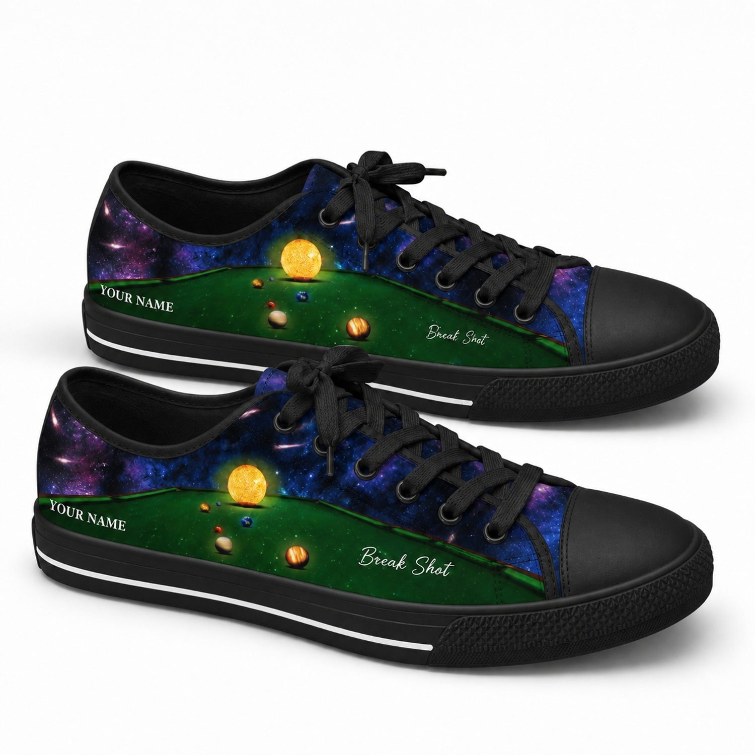 Pool Table Galaxy Design Graphic Personalized Low Top Shoes Black Shoes