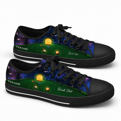 Pool Table Galaxy Design Graphic Personalized Low Top Shoes Black Shoes