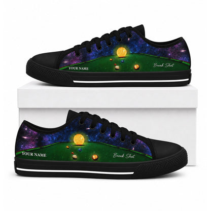 Pool Table Galaxy Design Graphic Personalized Low Top Shoes Box Black