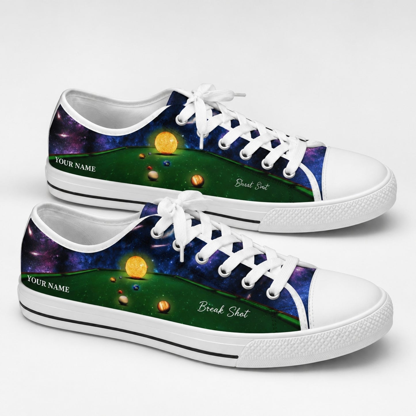 Pool Table Galaxy Design Graphic Personalized Low Top Shoes
