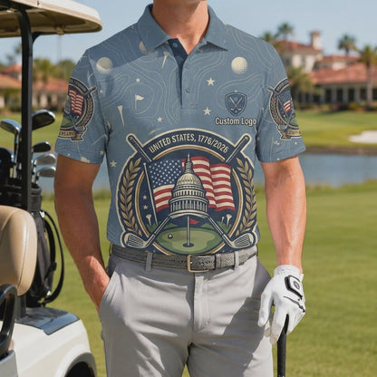 Video showcasing the breathable design and commemorative Capitol motif of the golf polo