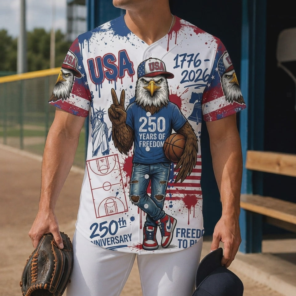 Video Showcase Of The Custom USA 250th Anniversary Eagle And Statue Of Liberty Baseball Jersey