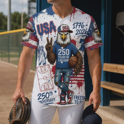 Video Showcase Of The Custom USA 250th Anniversary Eagle And Statue Of Liberty Baseball Jersey