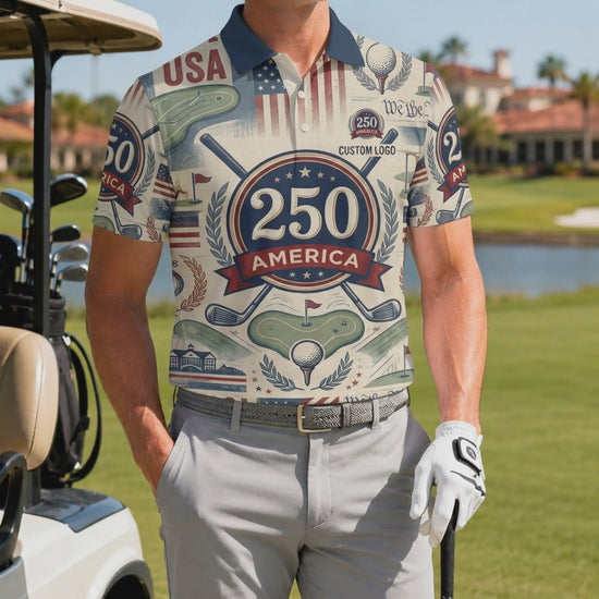 Product showcase video presenting the premium activewear feel and high-definition print quality of the custom emblem golf polo.