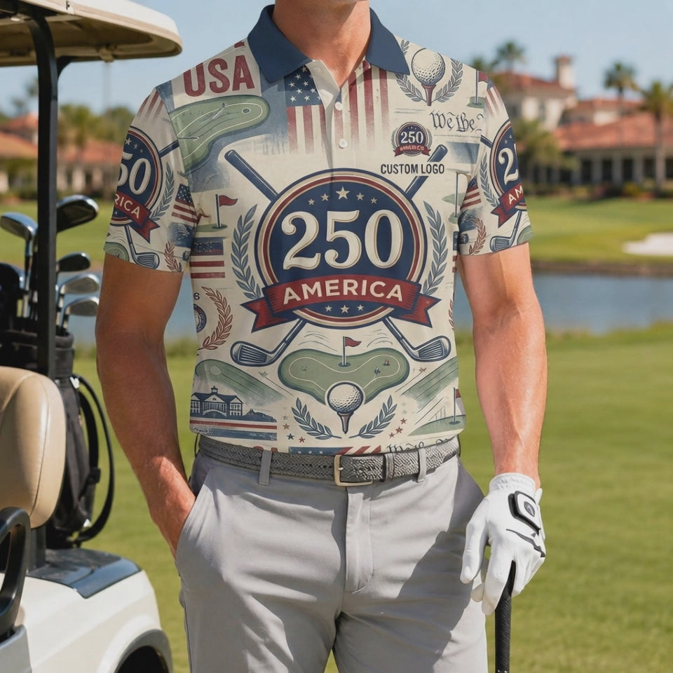 Product showcase video presenting the premium activewear feel and high-definition print quality of the custom emblem golf polo.