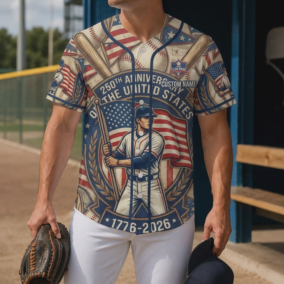 Video Showcase Of The Commemorative 250th Anniversary Baseball Player Jersey Featuring Patriotic American Designs