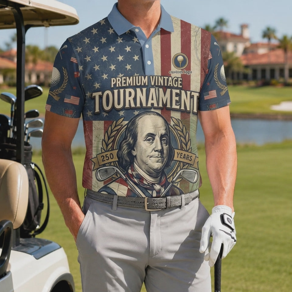 Video showcasing the premium Benjamin Franklin tournament golf polo