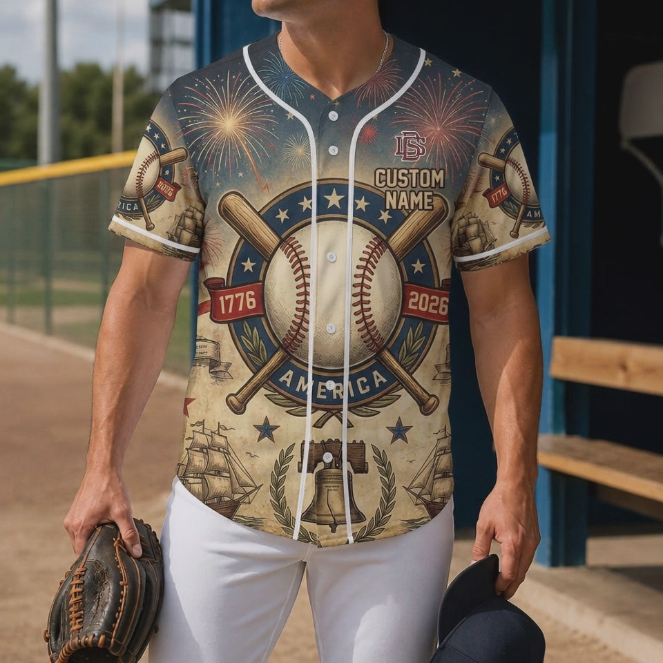 Video Showcase Of The Liberty Bell 250th Anniversary Baseball Jersey Featuring Patriotic Historical Design Elements