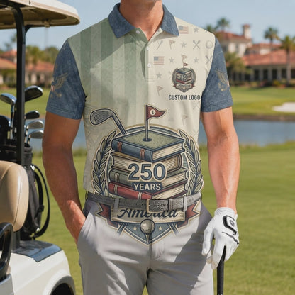 Video showcasing the breathable design and historical theme of the America 250 golf polo