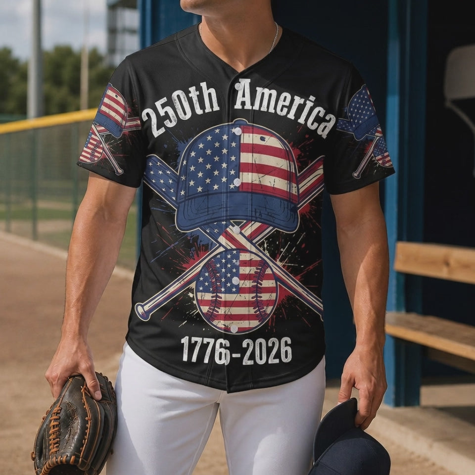 Video Showcase Of The Custom USA 250th Anniversary Cap Baseball Jersey With Basketball-Inspired Patriotic Design
