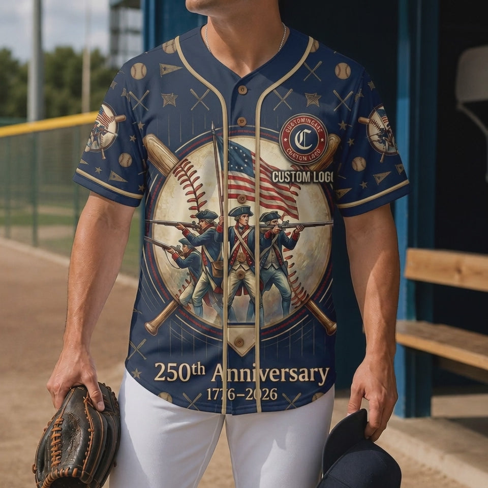Video showcasing the Revolutionary soldiers 250th anniversary baseball jersey details