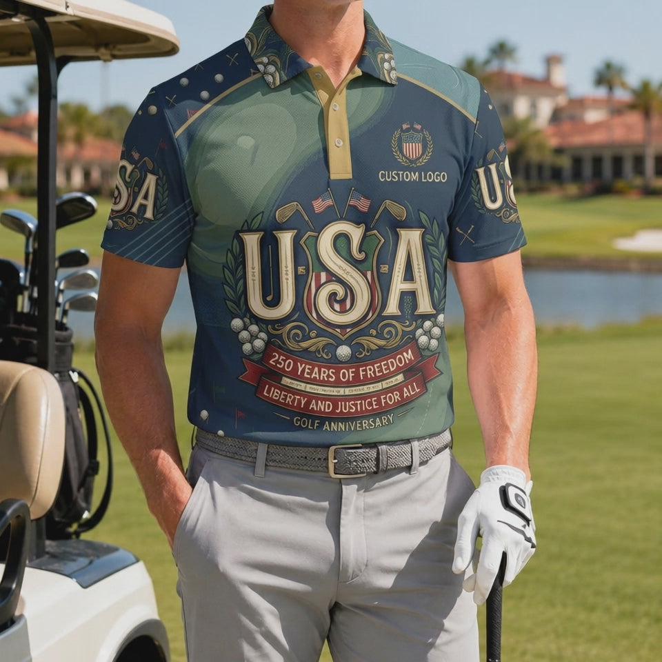 Video preview showcase capturing the 4-way stretch material flexibility, cooling sweat-wicking knit texture, and crisp color details of the polo.