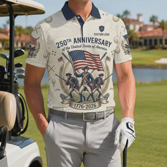 Video showcase of the US 250th Anniversary tribute golf polo