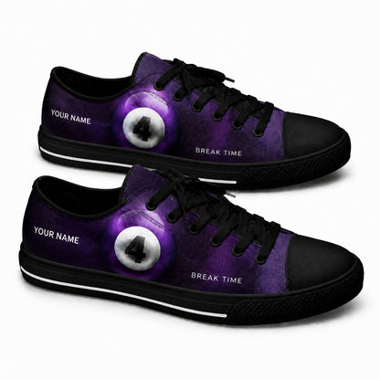 Purple Four Ball Graphic Personalized Low Top Shoes Black Shoes